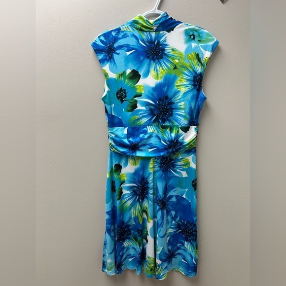 Jessica Blue and Green Midi Floral Dress - Picture 2 of 3